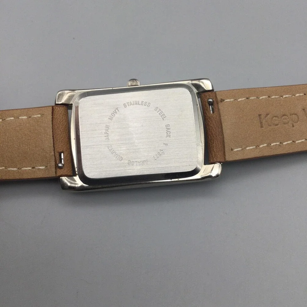 Caesars Mens Watch 26mm Black Dial Brown Strap Silver Tone Case New Battery